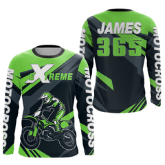 Maxcorners Custom Green Motocross Jersey Dirt Bike Shirt Men for Kid Women Motorcycle Shirts LM2809