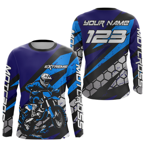 Maxcorners Blue Motocross Jersey Custom Dirt Bike Racing Shirt Men Kid Woman Off-road Jersey LM2809