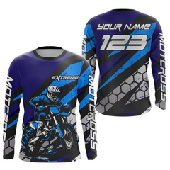 Maxcorners Blue Motocross Jersey Custom Dirt Bike Racing Shirt Men Kid Woman Off-road Jersey LM2809