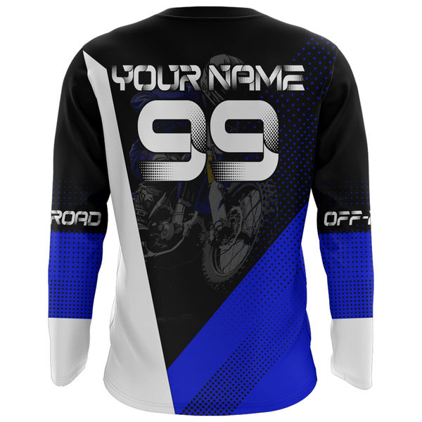 Maxcorners Motocross Racing Jersey Upf30+ Dirt Bike Shirt Blue Motorcycle Off-Road Shirt MT2709