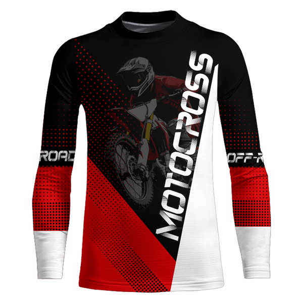 Maxcorners Motocross Racing Jersey Upf30+ Dirt Bike Shirt Red Motorcycle Off-Road Shirt MT2709