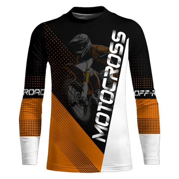 Maxcorners Motocross Jersey Men Women Kid Dirt Bike Orange Off-Road Shirt Upf30+ MX Racing Jersey MT2709
