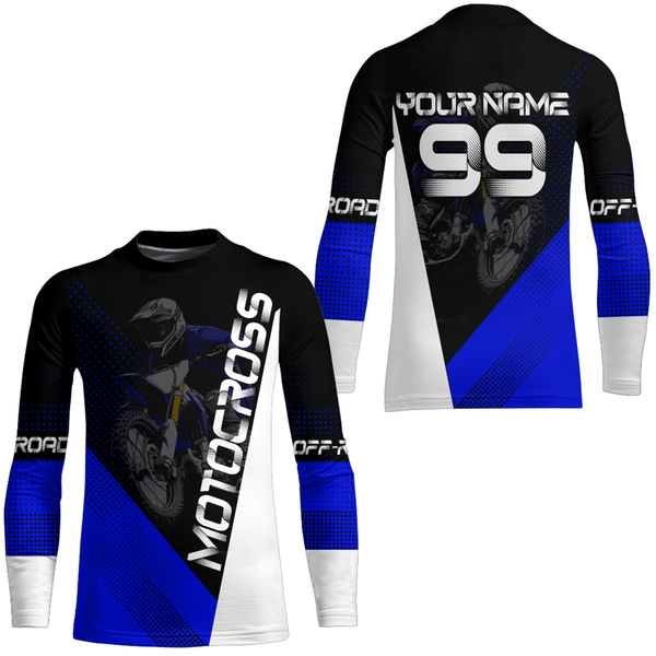 Maxcorners Motocross Racing Jersey Upf30+ Dirt Bike Shirt Blue Motorcycle Off-Road Shirt MT2709