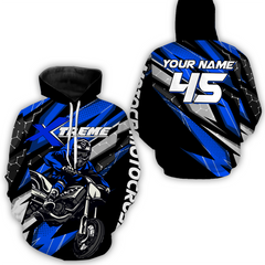 Maxcorners Blue Motocross Racing Hoodie Jersey For Biker Men Women Dirt Bike Motorcycle Hoodie MT2709
