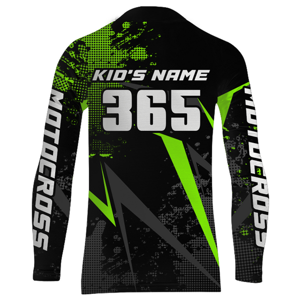 Maxcorners Motocross Racing Jersey Men Women Kid Upf30+ Dirt Bike Shirt Youth Adult Off-Road Navy Green MT2709