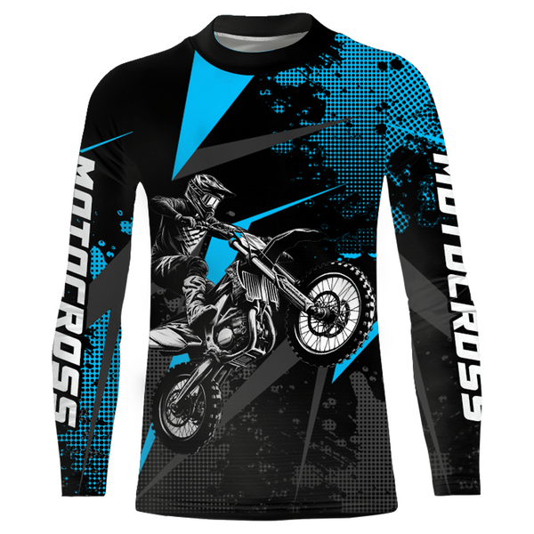Maxcorners Motocross Racing Jersey Men Women Kid Upf30+ Dirt Bike Shirt Youth Adult Off-Road Light Blue MT2709