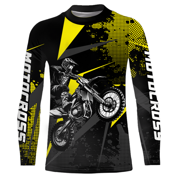 Maxcorners Motocross Racing Jersey Men Women Kid Upf30+ Dirt Bike Shirt Youth Adult Off-Road Yellow MT2709