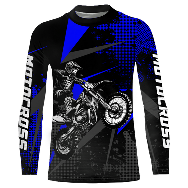Maxcorners Motocross Racing Jersey Men Women Kid Upf30+ Dirt Bike Shirt Youth Adult Off-Road Navy Blue MT2709