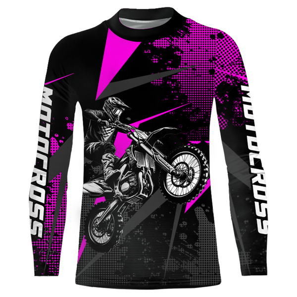 Maxcorners Motocross Racing Jersey Men Women Kid Upf30+ Dirt Bike Shirt Youth Adult Off-Road Purple MT2709