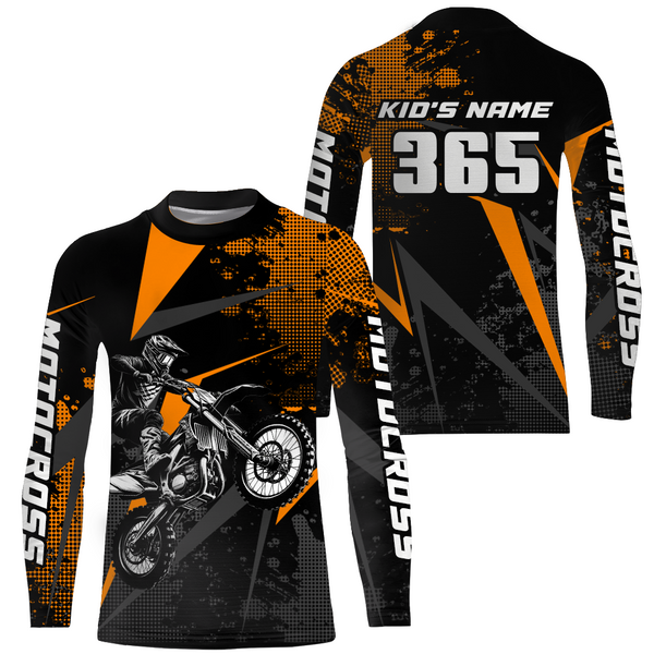 Maxcorners Motocross Racing Jersey Men Women Kid Upf30+ Dirt Bike Shirt Youth Adult Off-Road Orange MT2709