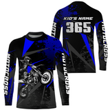 Maxcorners Motocross Racing Jersey Men Women Kid Upf30+ Dirt Bike Shirt Youth Adult Off-Road Navy Blue MT2709