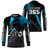Maxcorners Motocross Racing Jersey Men Women Kid Upf30+ Dirt Bike Shirt Youth Adult Off-Road Light Blue MT2709