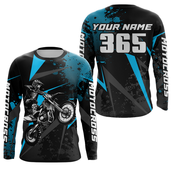 Maxcorners Motocross Racing Jersey Men Women Kid Upf30+ Dirt Bike Shirt Youth Adult Off-Road Light Blue MT2709