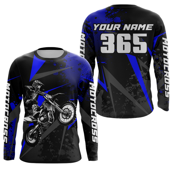 Maxcorners Motocross Racing Jersey Men Women Kid Upf30+ Dirt Bike Shirt Youth Adult Off-Road Navy Blue MT2709