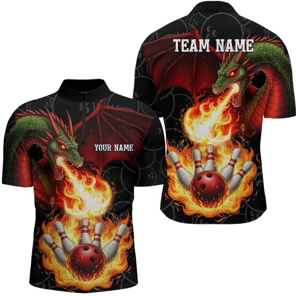 Maxcorners Flaming Dragon Bowling Shirt Custom for Men Women Bowling Team League LM0705