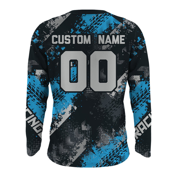 Maxcorners Blue Motocross Racing Jersey Men Kid Women Upf30+ Dirt Bike Shirt MX Off-Road Jersey XM247 MT2809