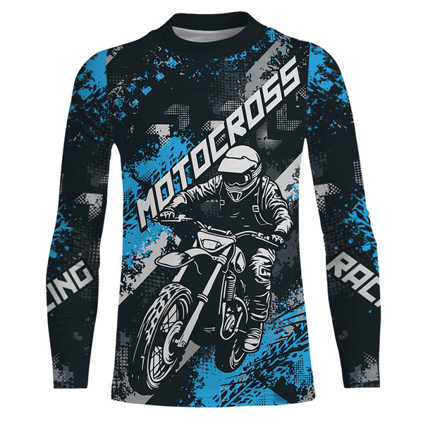 Maxcorners Blue Motocross Racing Jersey Men Kid Women Upf30+ Dirt Bike Shirt MX Off-Road Jersey XM247 MT2809