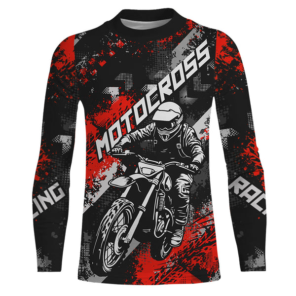 Maxcorners Red Motocross Racing Jersey Men Kid Women Upf30+ Dirt Bike Shirt MX Off-Road Jersey XM247 MT2809
