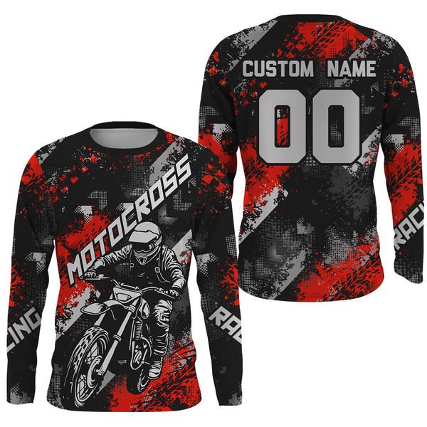 Maxcorners Red Motocross Racing Jersey Men Kid Women Upf30+ Dirt Bike Shirt MX Off-Road Jersey XM247 MT2809