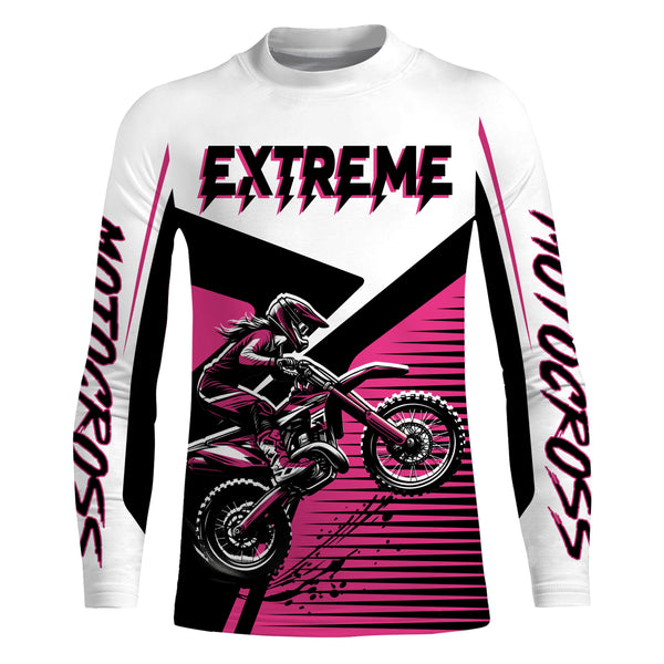 Maxcorners Pink Motocross Jersey Upf30+ Dirt Bike Racing Shirt Women & Girl Off-Road Jersey XM272 MT2809