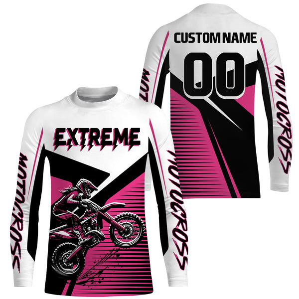 Maxcorners Pink Motocross Jersey Upf30+ Dirt Bike Racing Shirt Women & Girl Off-Road Jersey XM272 MT2809