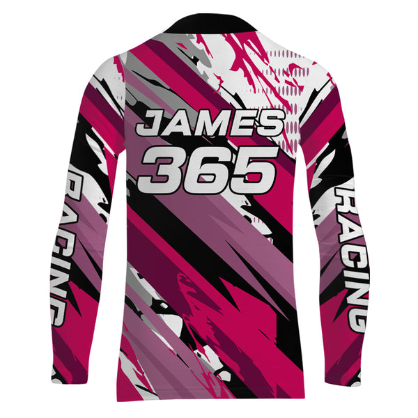Maxcorners Pink Motocross Racing Jersey Women Kid Girl Upf30+ Dirt Bike Shirt Off-Road MX XM274 MT2809