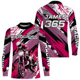 Maxcorners Pink Motocross Racing Jersey Women Kid Girl Upf30+ Dirt Bike Shirt Off-Road MX XM274 MT2809