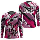 Maxcorners Pink Motocross Racing Jersey Women Kid Girl Upf30+ Dirt Bike Shirt Off-Road MX XM274 MT2809