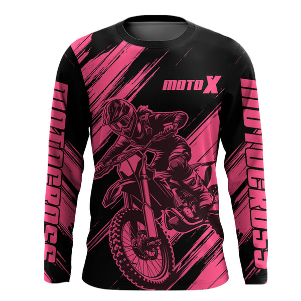 Maxcorners Motocross Racing Jersey Pink For Women Kid Girl Upf30+ MX Off-Road Dirt Bike Shirt XM276 MT2809