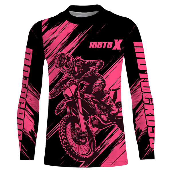 Maxcorners Motocross Racing Jersey Pink For Women Kid Girl Upf30+ MX Off-Road Dirt Bike Shirt XM276 MT2809