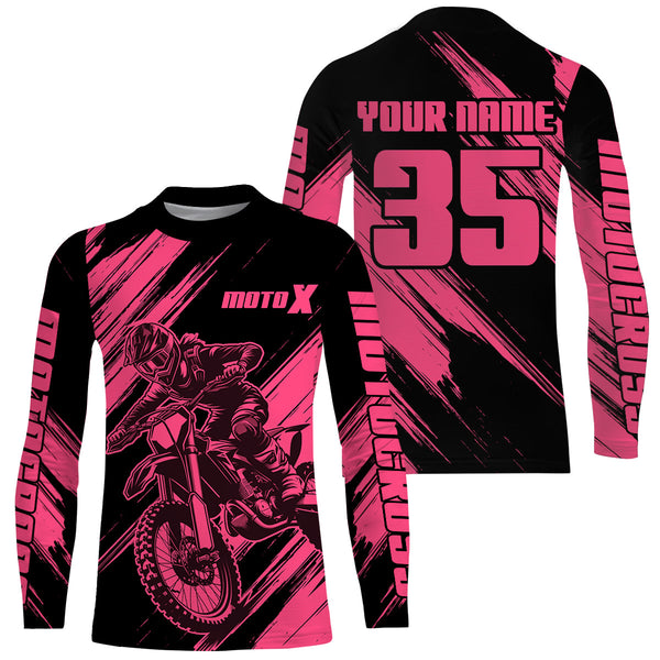 Maxcorners Motocross Racing Jersey Pink For Women Kid Girl Upf30+ MX Off-Road Dirt Bike Shirt XM276 MT2809