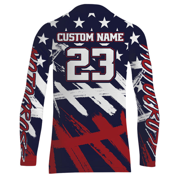 Maxcorners ATV Motocross Racing Jersey American Flag Upf30+ Youth Quad Bike Shirt Men Kid Off-Road MT2809