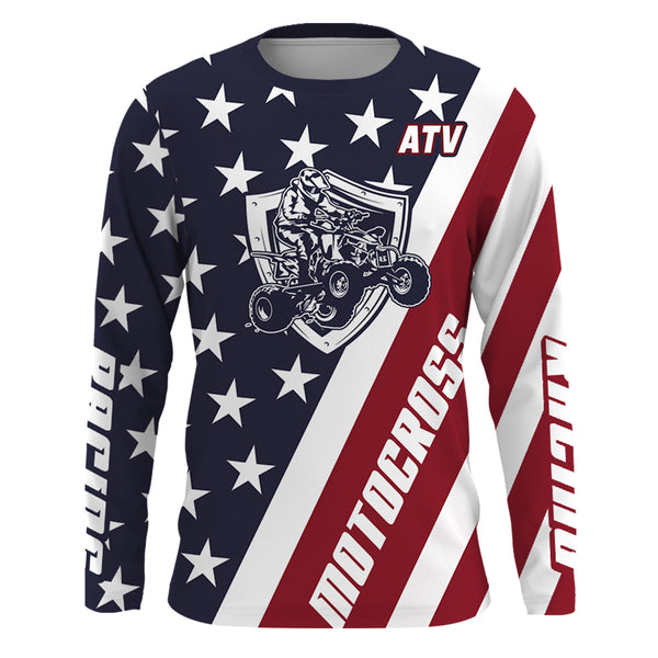 Maxcorners ATV Motocross Jersey American Flag Upf30+ Quad Bike Racing Jersey Men Women Kid MT2809