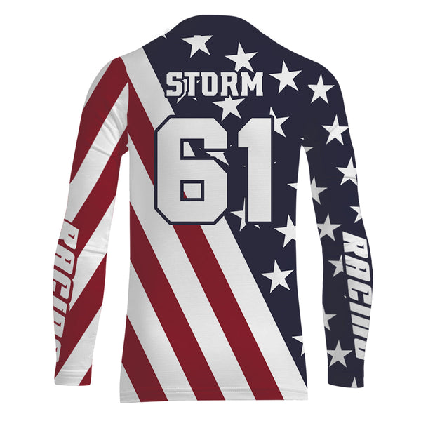 Maxcorners ATV Motocross Jersey American Flag Upf30+ Quad Bike Racing Jersey Men Women Kid MT2809