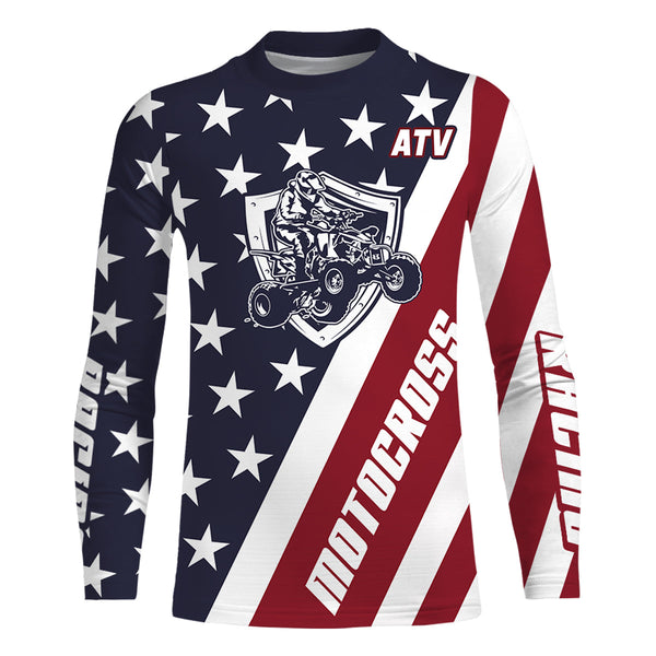 Maxcorners ATV Motocross Jersey American Flag Upf30+ Quad Bike Racing Jersey Men Women Kid MT2809
