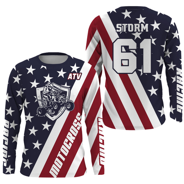Maxcorners ATV Motocross Jersey American Flag Upf30+ Quad Bike Racing Jersey Men Women Kid MT2809