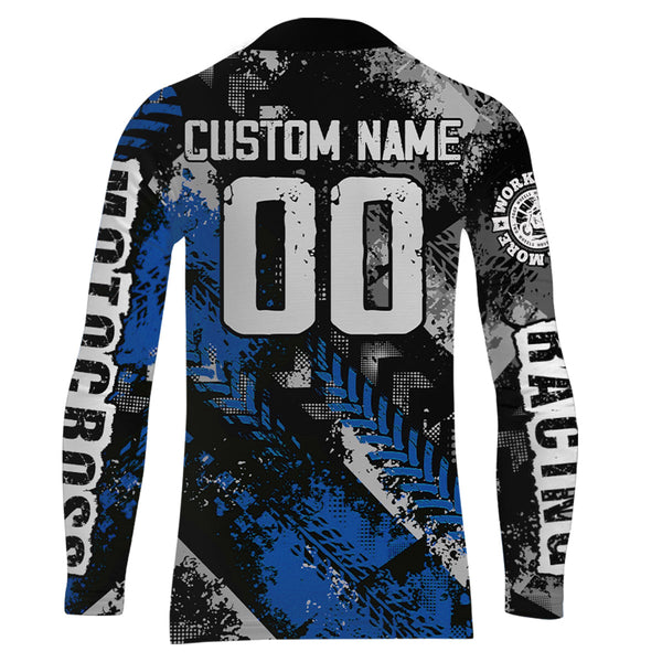 Maxcorners Motocross Racing Jersey Blue Upf30+ Dirt Bike Shirt Men Women Kid Off-road Riding Jersey MT2809