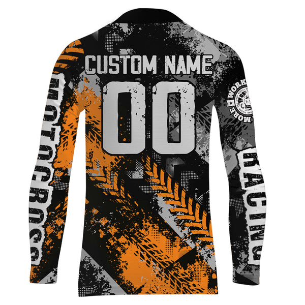 Maxcorners Motocross Racing Jersey Orange Upf30+ Dirt Bike Shirt Men Women Kid Off-road Jersey MT2809