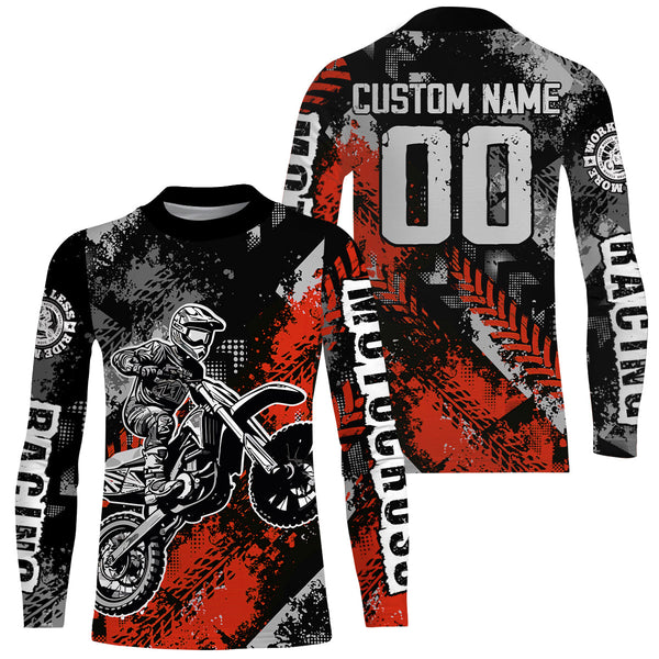 Maxcorners Motocross Racing Jersey Red Upf30+ Dirt Bike Shirt Men Women Kid Off-road Riding Jersey MT2809