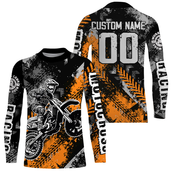 Maxcorners Motocross Racing Jersey Orange Upf30+ Dirt Bike Shirt Men Women Kid Off-road Jersey MT2809