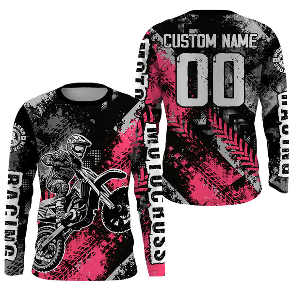 Maxcorners Motocross Racing Jersey Pink Upf30+ Dirt Bike Shirt Men Women Kid Off-road Riding Jersey XM250 MT2809