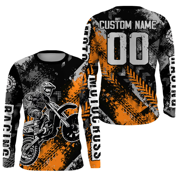 Maxcorners Motocross Racing Jersey Orange Upf30+ Dirt Bike Shirt Men Women Kid Off-road Jersey MT2809