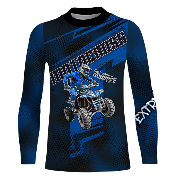 Maxcorners ATV Motocross Jersey Blue Upf30+ Quad Bike ATV Racing Jersey Men Women Kid ATV Shirt MT2809