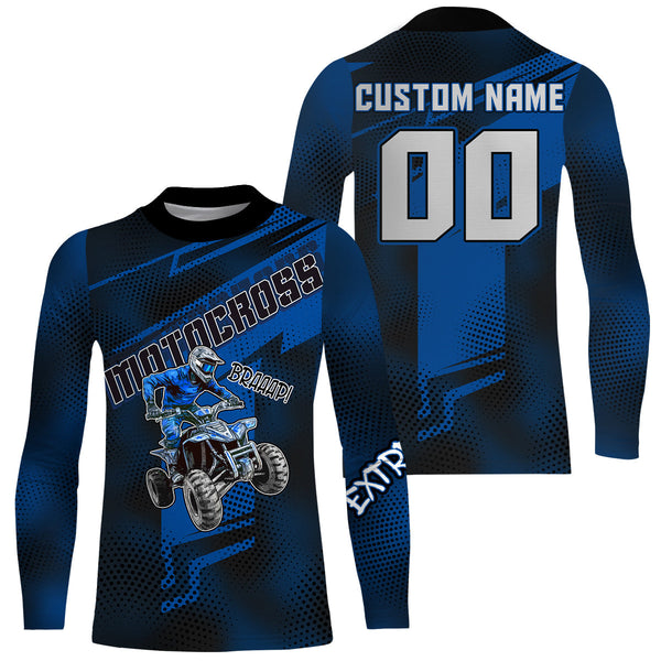 Maxcorners ATV Motocross Jersey Blue Upf30+ Quad Bike ATV Racing Jersey Men Women Kid ATV Shirt MT2809