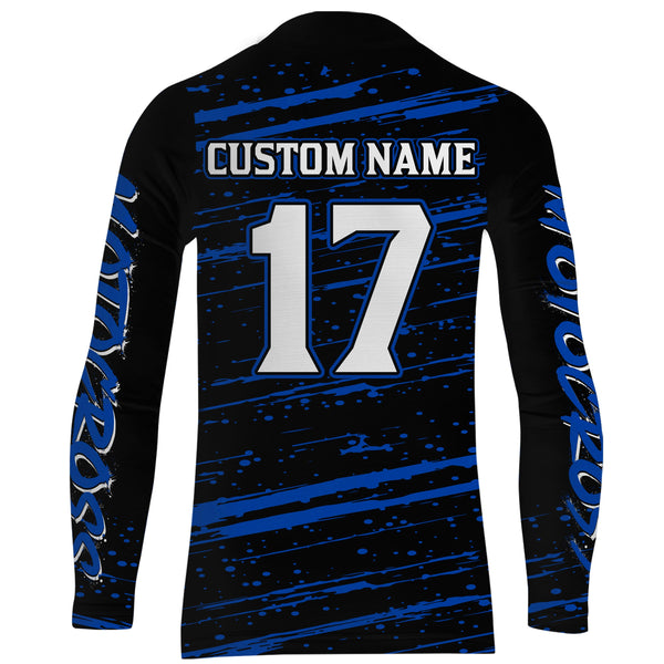 Maxcorners Motocross Racing Jersey Blue Upf30+ Dirt Bike Off-road MX Shirt Men Kid Women XM186 MT2809