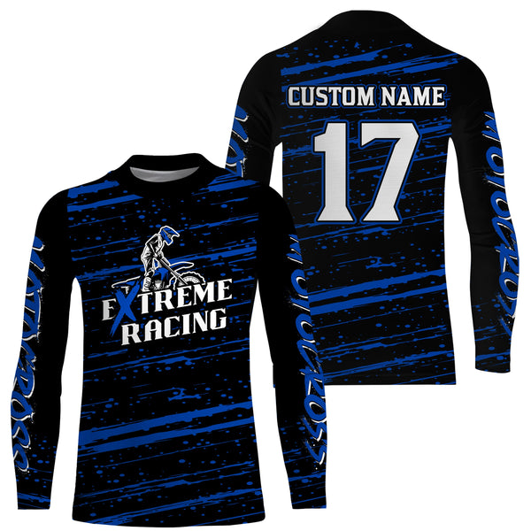 Maxcorners Motocross Racing Jersey Blue Upf30+ Dirt Bike Off-road MX Shirt Men Kid Women XM186 MT2809