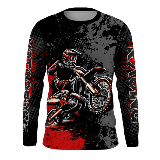 Maxcorners Motocross Racing Jersey Red Upf30+ Dirt Bike Shirt Kid Women Men Off-road Jersey XM263 MT2809