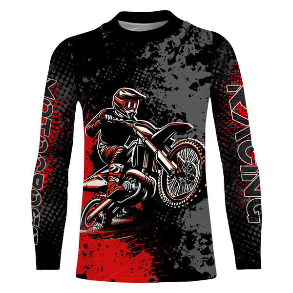 Maxcorners Motocross Racing Jersey Red Upf30+ Dirt Bike Shirt Kid Women Men Off-road Jersey XM263 MT2809