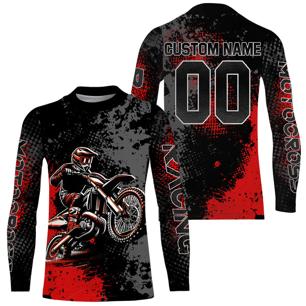Maxcorners Motocross Racing Jersey Red Upf30+ Dirt Bike Shirt Kid Women Men Off-road Jersey XM263 MT2809