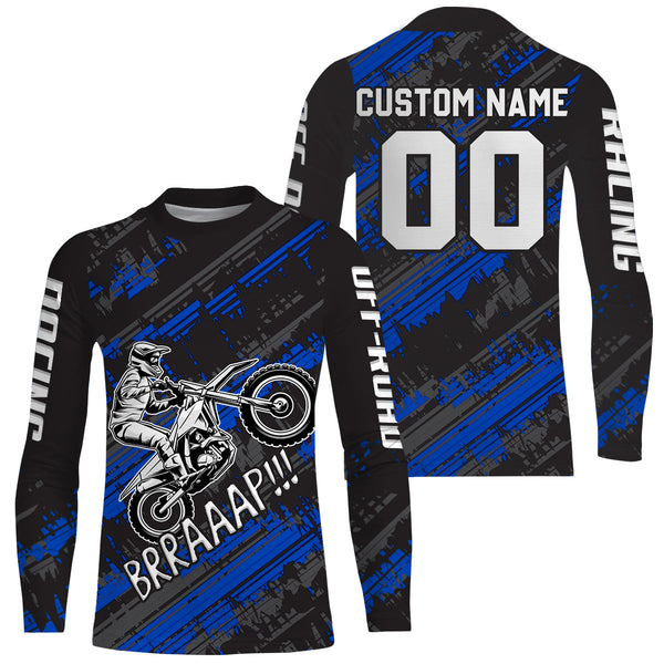 Maxcorners Kid Men Motocross Jersey Personalized Upf30+ Blue Dirt Bike Shirt MX Racing Jersey MT2809